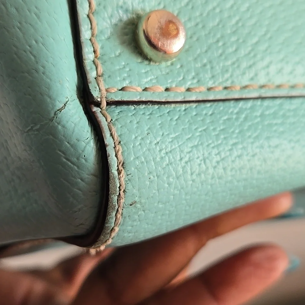 Kate SpadeLarge Wellesy Martine Robins Egg Blue Leather Tote  Bag